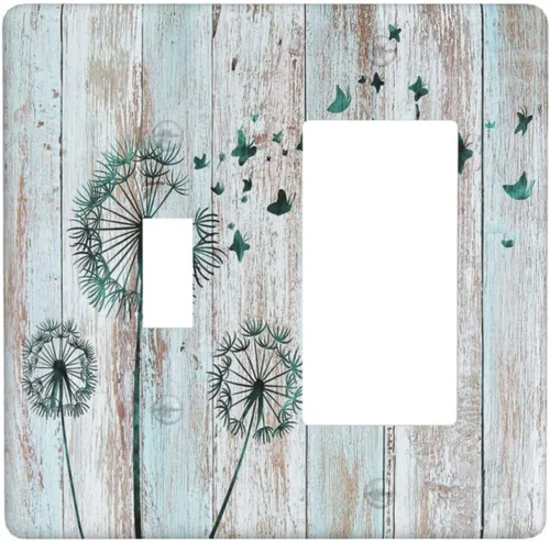 Vista 21 de William Morris Floral Boho Azul Medianoche Azul Bohemio Flor 1 Banda Dúplex Cubierta de Salida Decorativa Receptáculo Único Interruptor Eléctrico