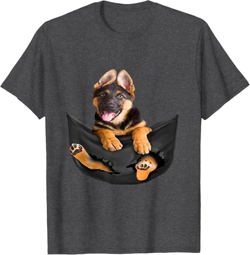 Vista 27 de Dog Lovers Gifts - Camiseta divertida con cara de perro con bolsillo, Negro, S