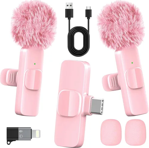 Vista 8 de Micrófono de solapa inalámbrico Lavalier para iPhone - Mini micrófono Bluetooth con reverberación, micrófono portátil con clip para grabación