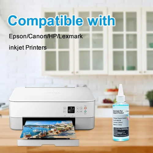 Vista 2 de Kit de limpieza de cabezal de impresión para HP, impresoras de inyección de tinta Canon, solución de limpieza de cabezal de impresora de 3.5 fl oz