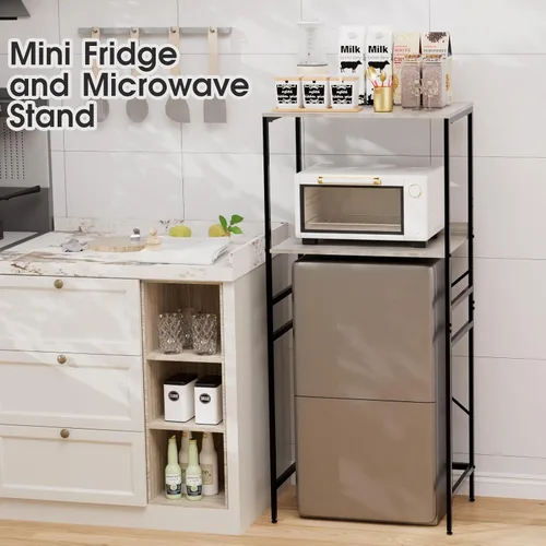Vista 4 de Estante para Mini Nevera Mini Nevera y Soporte para Microondas Sobre Mini Nevera Estante de Almacenamiento Altura Ajustable Soporte para Microondas