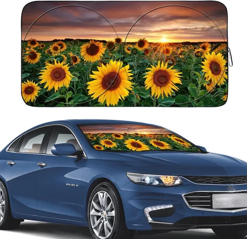 Vista 7 de Gven Parasol para Parabrisas de Coche, Parasol de Coche de Diseño Artístico Plegable, Parabrisas con Visor Solar Reflectante de Calor para Verano