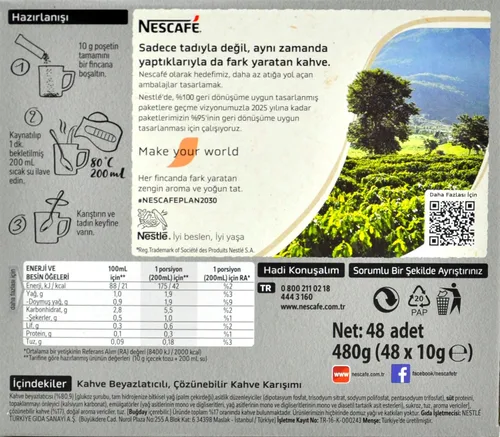 Vista 2 de Nescafe 2 en 1 sin azúcar 48 palitos