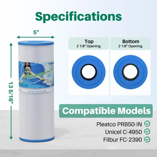 Vista 2 de TOREAD Filtro de spa TRF-4950 reemplaza a Unicel C-4950, Pleatco PRB50-IN, Guardian 413-212-02, Filbur FC-2390, 373045, 03FIL1600, 17-2380, Jacuzzi
