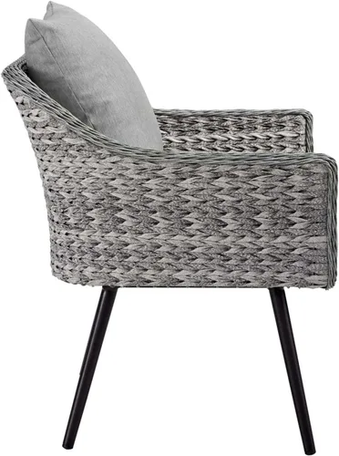 Vista 6 de Modway EEI-3176-GRY-GRY-SET - Sillón Endeavor de mimbre para patio al aire libre, 2 sillones, gris