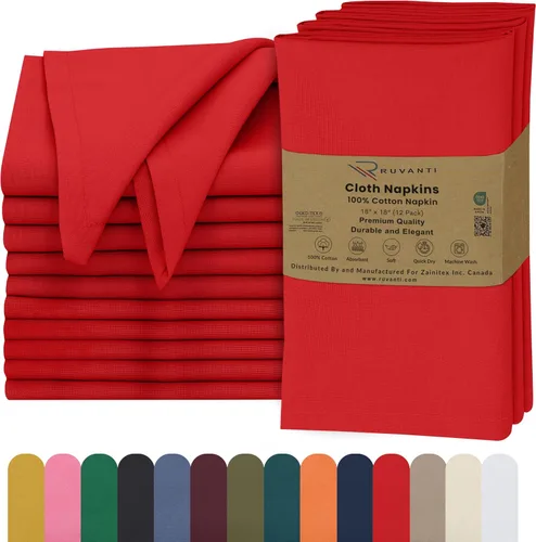 Vista 35 de Ruvanti - Servilletas de tela, paquete de 6, 45x45 centímetros, 100% algodón, lavables, suaves y absorbentes, perfectas para bodas, cenas de Belleza