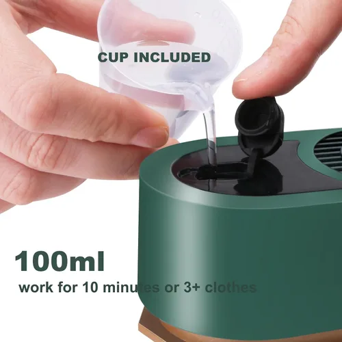 Vista 4 de Mini vaporizador de ropa vaporizador de hierro 2 en 1 giratorio 180 grados plancha de vapor de mano (verde)