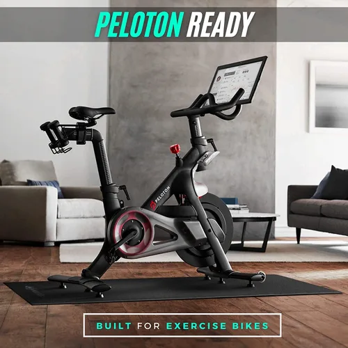 Vista 2 de Powr Labs Alfombrilla de bicicleta compatible con Peloton, cinta de correr, equipo de ejercicio, elíptica, almohadilla para caminar, entrenadores