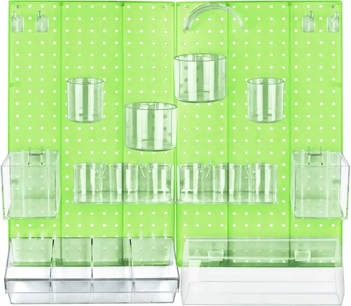 Vista 9 de Azar Displays 900944-BLK El kit organizador de pared multiusos de 24 piezas con dos paneles y surtido de accesorios: ganchos, compartimento divisor