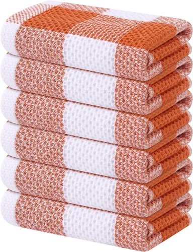 Vista 19 de Homaxy 100% Cotton Check 6 Pack Dish Cloths, 12" x 12", White & Pink Blanco & Rosa
