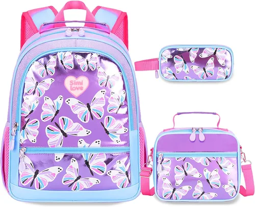 Vista 19 de Juego de mochila de 3 piezas, Arco rojo negro, Escuela