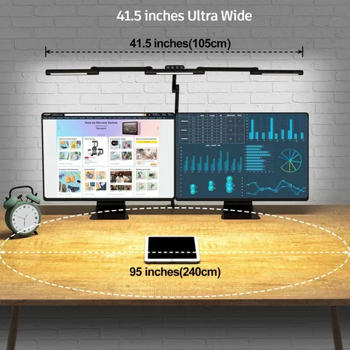 Vista 4 de EPABINA Lámpara de escritorio LED transformable, lámpara de escritorio de arquitecto grande de 41.5 pulgadas con abrazadera, 3 barras de luz