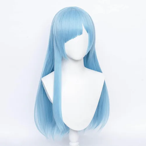 Vista 2 de Peluca de pelo recto medio azul Cosplay Miwa Kasumi peluca para anime japonés Jujutsu Kaisen peluca marina de guerra disfraz temático fiesta peluca