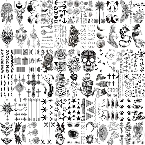 Vista 20 de VANTATY 20 hojas de tatuajes temporales extra grandes de brazo completo para hombres adultos, manga de tatuajes temporales de tigre, serpiente