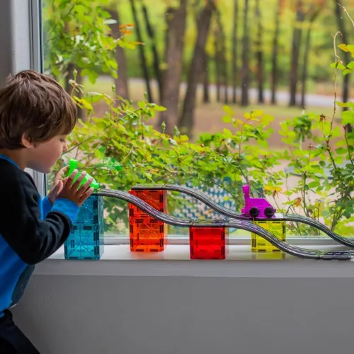 Vista 3 de MAGNA-TILES Downhill Duo - Juego de construcción magnética de 40 piezas, la marca original de construcción magnética