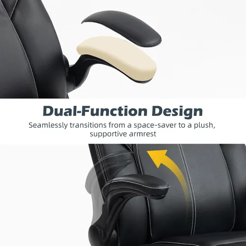Vista 7 de Silla de oficina – Silla ejecutiva de cuero de escritorio de oficina con respaldo alto con función de balanceo – Ergonómica, transpirable, cómoda