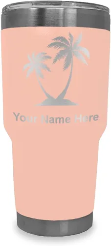 Vista 8 de LaserGram Vaso aislado al vacío de 20 onzas, palmeras, grabado personalizado incluido (negro)