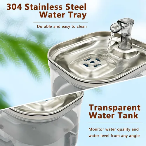 Vista 6 de Fuente de agua para gatos, fuente de agua para mascotas de 85 oz/2.5 L, dispensador automático de agua para gatos y perros para gatos, perros