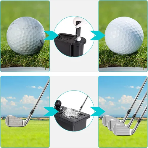 Vista 3 de 10L0L Limpiador de cabeza de palo de golf y pelota de golf 2 en 1 con soporte universal extraíble, se adapta a los modelos EZGO TXT RXV y Club Car
