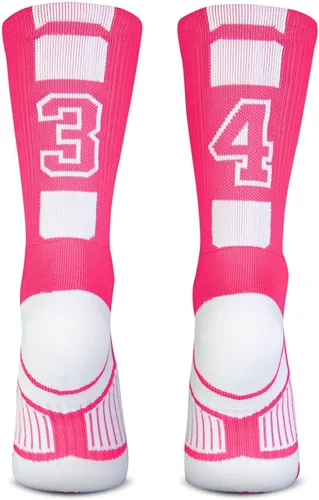 Vista 21 de ChalkTalkSPORTS Calcetines de equipo personalizados - Calcetines con números rosados Elige tu número