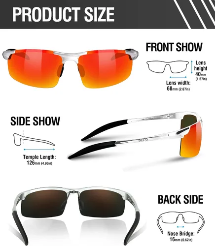 Vista 54 de Duco - Gafas de sol deportivas polarizadas para hombre con protección UV 8177s