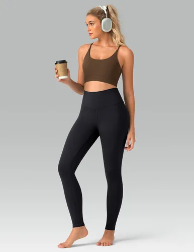 Vista 3 de Colorfulkoala Pantalones de yoga suaves de cintura alta para mujer, leggings de longitud completa Negro