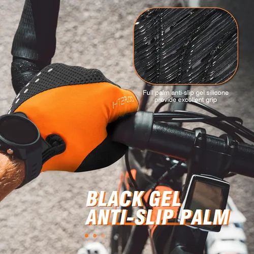Vista 5 de HTZPLOO Guantes de ciclismo para hombres y mujeres con almohadilla antideslizante que absorbe los golpes, peso ligero, ajuste agradable, guantes