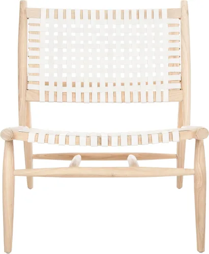 Vista 13 de Safavieh Home Soleil Silla decorativa tejida de cuero natural y blanco