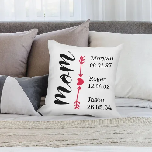 Vista 7 de Custom Mothers Day Pillow Cover Soft Velvet Square Pillow Case with Kids Names Family Names Custom Gift for Mom Mommy from Child Daughter Son, #1