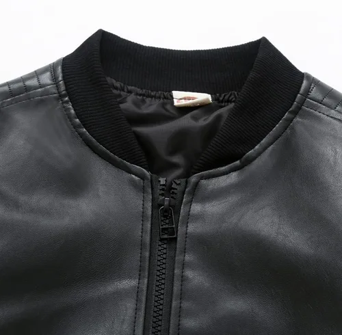 Vista 3 de Chaquetas de abrigo para niños, chaqueta de piel sintética para niños, abrigo con cremallera de piel sintética para niños