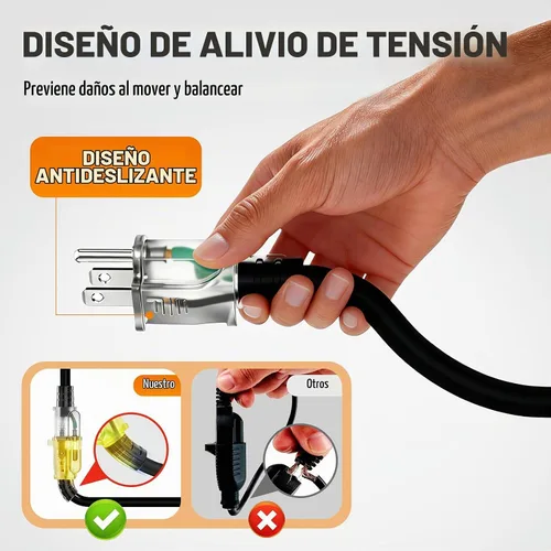 Vista 4 de Cable de extensión para exteriores calibre 12/3, 50 pies, resistente al Negro