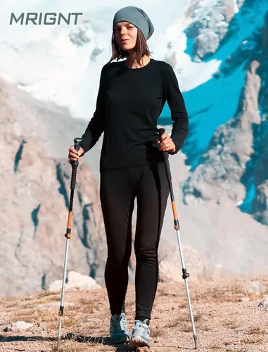 Vista 5 de MRIGNT Paquete de 2 camisetas térmicas de capa base para mujer, camiseta cómoda para mujer