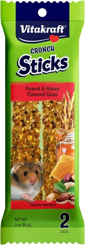 Vista 14 de Vitakraft Crunch Sticks Hamster Treats sabor manzana y miel, paquete de 2 palitos masticables crujientes saludables para hámsters y jerbos - Juguete