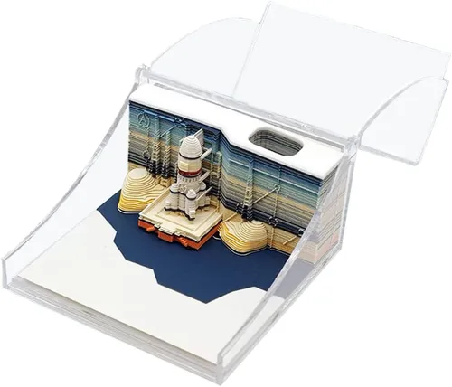 Vista 6 de Tastefully Bloc de notas 3D, 196 hojas de arte para tallar, bricolaje, calcomanías creativas, papeles, tarjetas, manualidades, astronautas