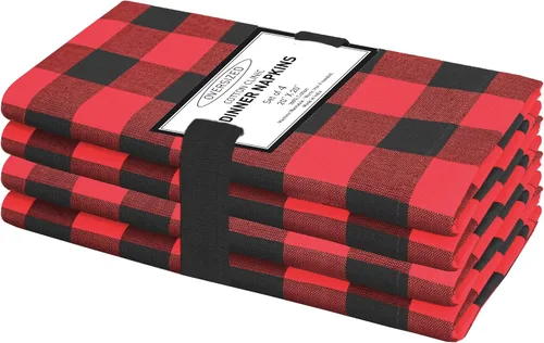 Vista 21 de Cotton Clinic Servilletas de tela 100% algodón, grandes, 20 x 20 pulgadas, juego de 4 servilletas de mesa a cuadros a cuadros – Servilletas de mesa