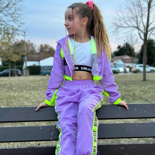 Vista 8 de Conjunto de Ropa de Baile para Niñas, Traje de Interpretación de Equipo de Hip Hop y Jazz Moderno, Conjuntos de Ropa de Baile para Niñas