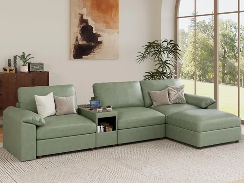 Vista 32 de EASE MOOSE Sofá modular seccional, sofá en forma de U para sala de estar Beige
