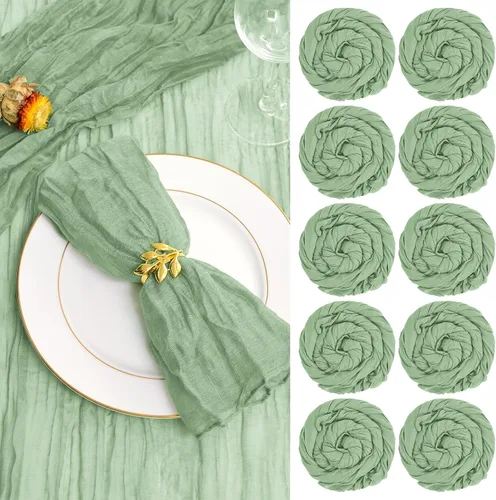 Vista 18 de fani - Paquete de 60 servilletas de gasa de gasa, 20 x 20 pulgadas, color beige Servilletas de mesa arrugadas, algodón suave, decoración rústica