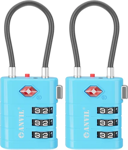 Vista 29 de ANVIL Candados para Equipaje Aprobados por TSA – Candados de Viaje de Combinación TSA008 de Alta Seguridad con Indicador de Inspección para Maletas