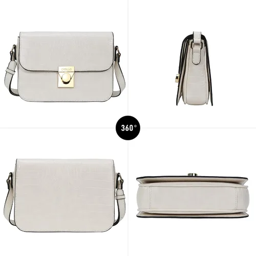 Vista 6 de Chinllo Bolso bandolera de hombro para mujer, bolso de bolsillo triple de piel sintética, bolso de mensajero con solapa