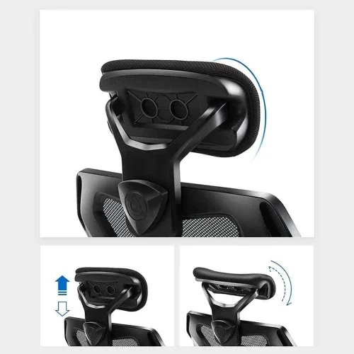 Vista 2 de Silla de oficina ergonómica ajustable con soporte lumbar y ruedas de respaldo alto con cojín de asiento grueso de malla transpirable