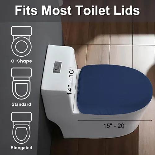 Vista 3 de Funda elástica para tapa de inodoro de elastano, funda gruesa para asiento de inodoro para baño, funda suave y lavable, se adapta a la mayoría