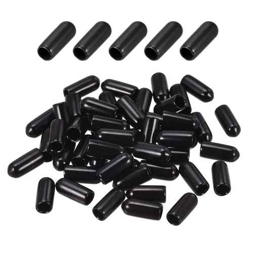Vista 7 de DMiotech Paquete de 50 protectores de rosca de tornillo negros ID de 1/2 pulgadas (0.472 in), tapas de goma para pernos de tornillo, tuberías