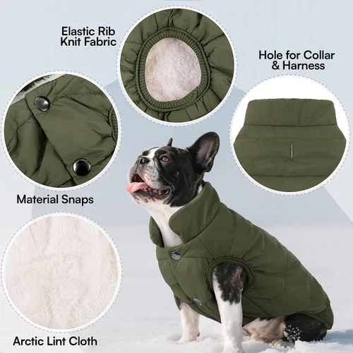 Vista 2 de ASENKU Abrigo de invierno para perro, resistente al viento, chaqueta de forro polar impermeable, ropa para mascotas para perros pequeños, medianos