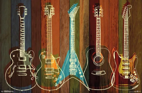 Vista 14 de Trends International Póster de pared de guitarras para pared, 14.725 x 22.375 pulgadas, versión enmarcada de madera de granero Versión enmarcada