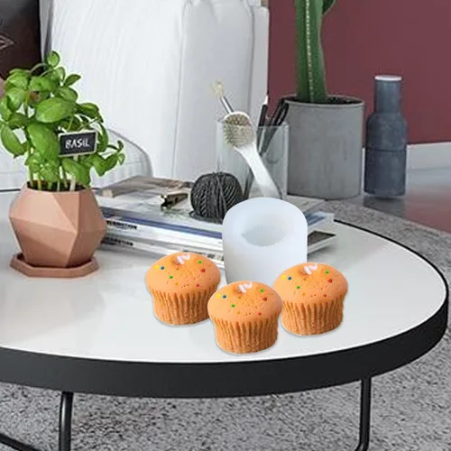 Vista 2 de Moldes de silicona para velas, moldes de velas de cupcakes para hacer velas, moldes de jabón de silicona 3D, molde de silicona para hornear, vela