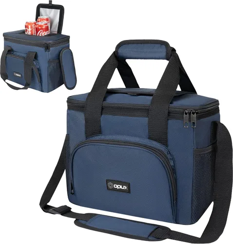 Vista 14 de OPUX Bolsa de enfriador suave, bolsa de almuerzo plegable aislada para hombres, trabajo, camping, playa, viaje, portátil, de lado suave