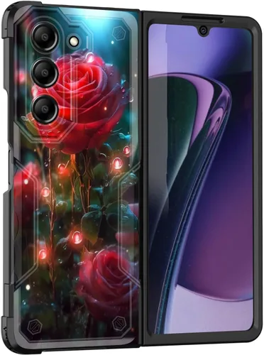 Vista 31 de Funda para Galaxy Z Fold 5 5G 2023, doble capa, protección contra caídas de grado militar de 10 pies, antideslizante, resistente a prueba de golpes