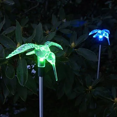 Vista 2 de Luz de estaca de jardín de estilo colibrí que cambia de color solar