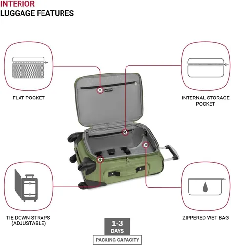 Vista 220 de SwissGear - Equipaje suave expandible Sion con ruedas, Negro